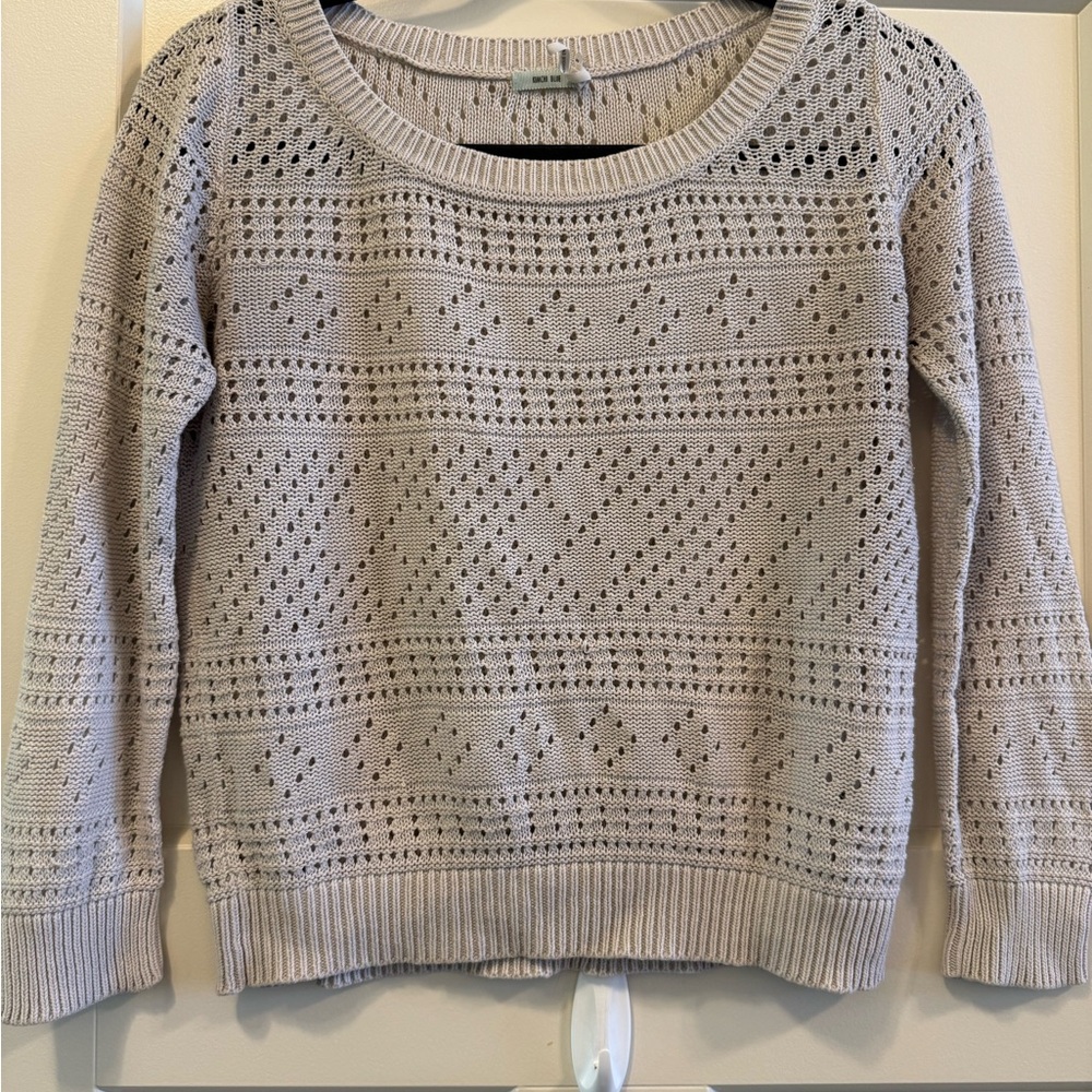 Kimchi Blue Openwork Crewneck Sweater - Light Beige